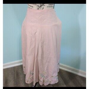 Lapis NWT Long Skirt pink floral embroidery medium Fairy Core Feminine Cottage